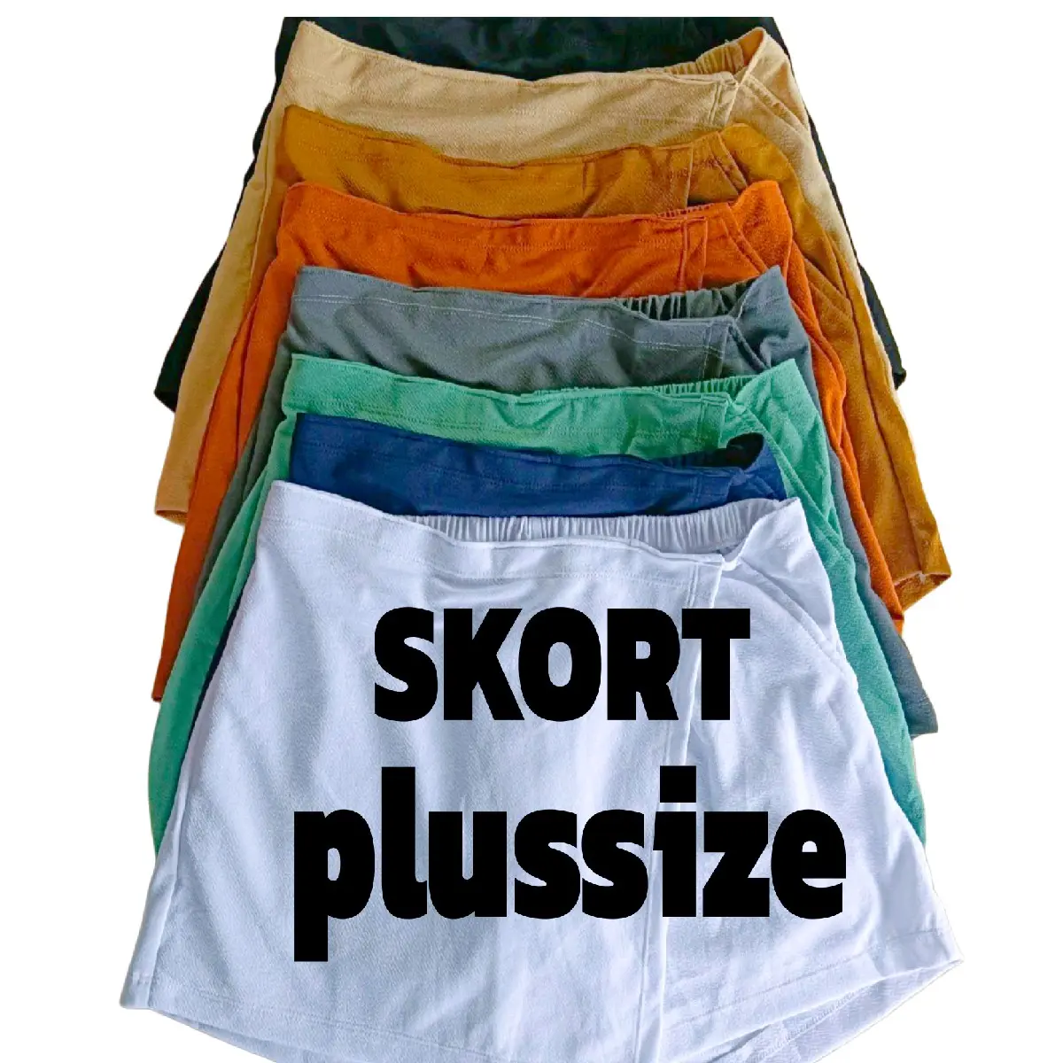 PLUS SIZE SKORT garterized ang backwaist comfortable isuot  with 1 side pocket creep fabric Womenswear