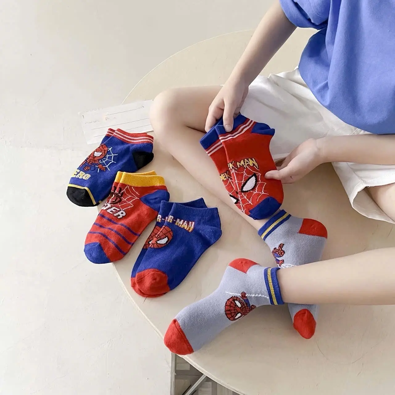 Sét 5 đôi tất cổ ngắn siêu nhân size 1-12 tuổi cho bé trai