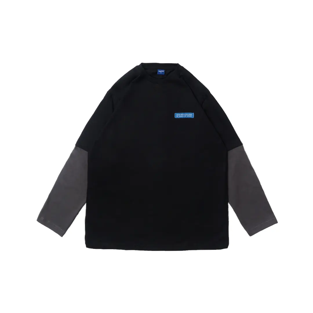 Samee Long Sleeve Double Layer | Kaos Oversize double layer Lengan panjang - Black/Grey