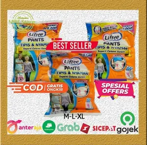LIFREE PANTS POPOK CELANA DEWASA SIZE {XL,L,M} 10 PCS Orang Tua TERLARIS