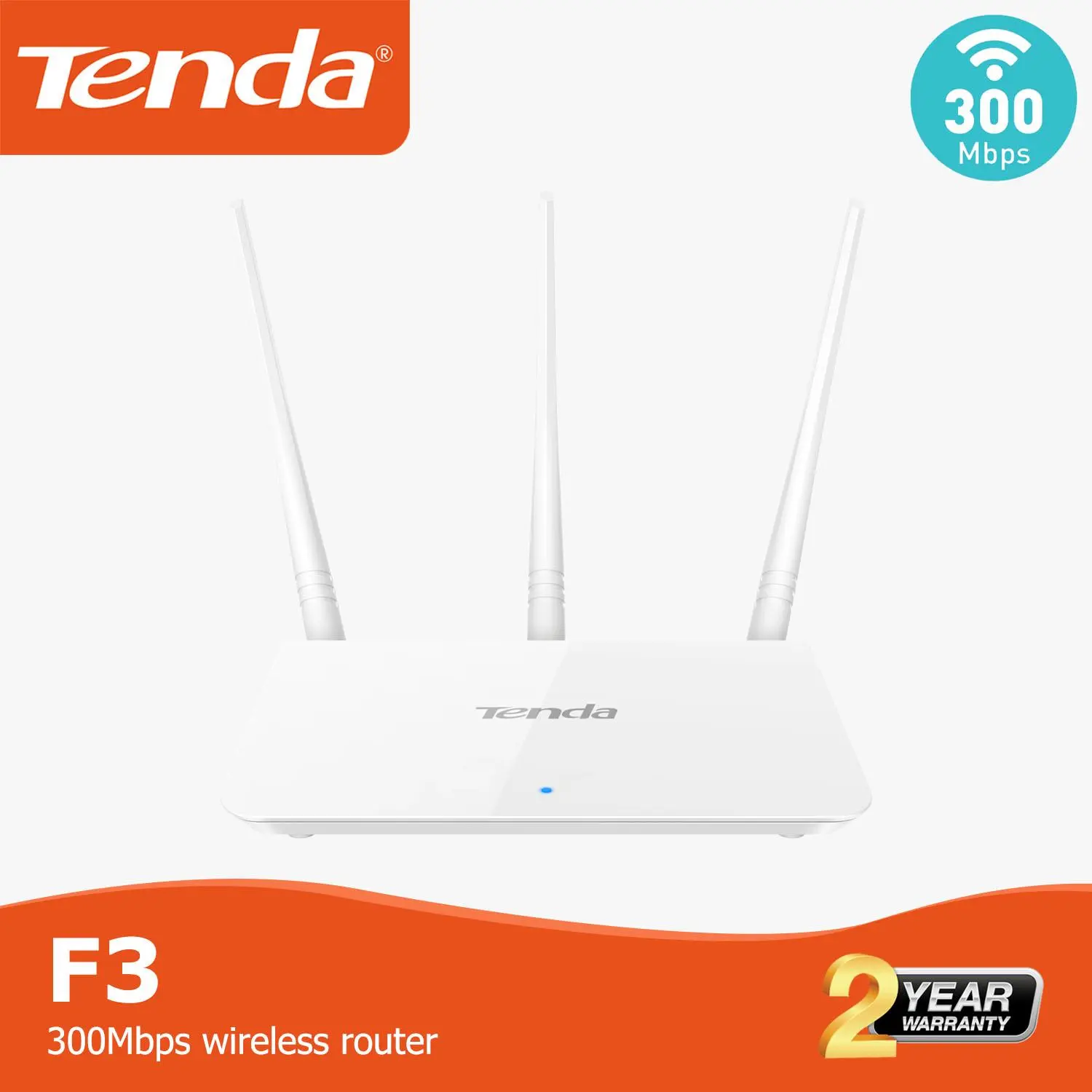 Tenda F3 Router Wireless 300Mbps 3 Antena T AAAA
