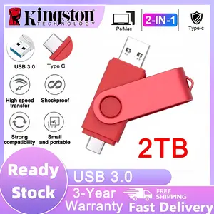 Flashdisk 2TB for iphone15+ type-c  usbb Kapasitas Besar Type-C & USB 2.0 – Pemindah Data Cepat dengan Desain Gantungan Kunci Anti Hilan Komputer Otg Penyimpanan Portable Storage