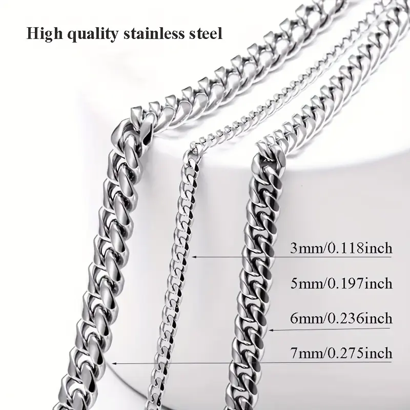 Titanium Steel Cuban Chain Necklace - 1pc Stainless Steel Trendy Fashion Accessories - Father's Day Gift 1