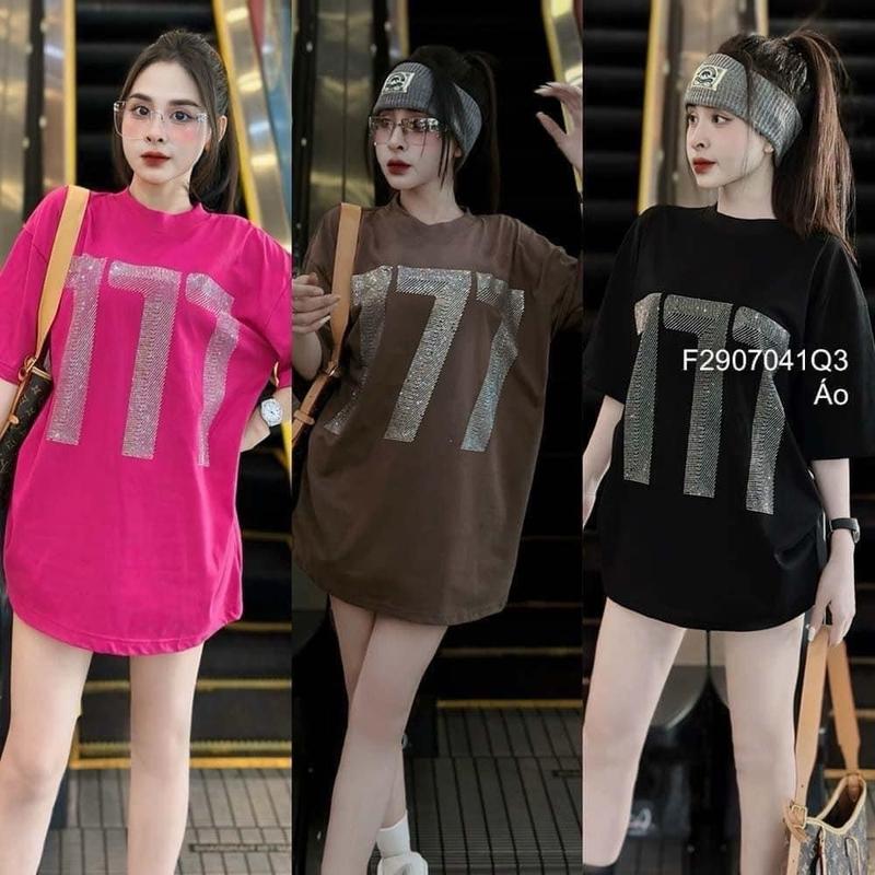 Áo thun chất cotton khô 3158 form rộng tay lỡ - 777