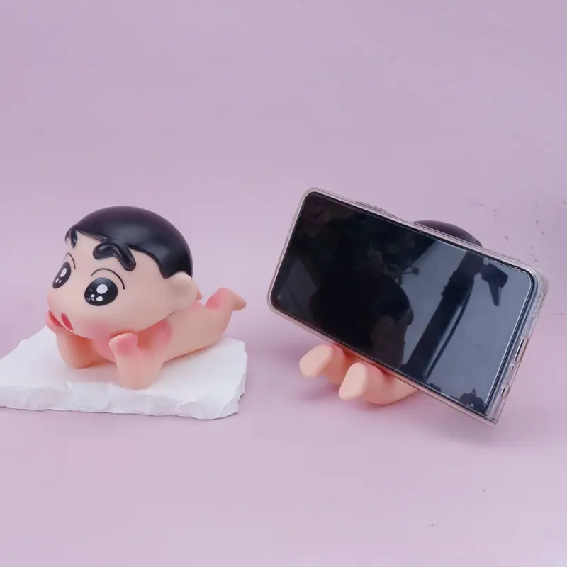 Figure Crayon Shinchan Lazy santai Phone Holder Crayon Shinchan Figure Toys Crayon Shinchan Pajangan Meja Lucu 5