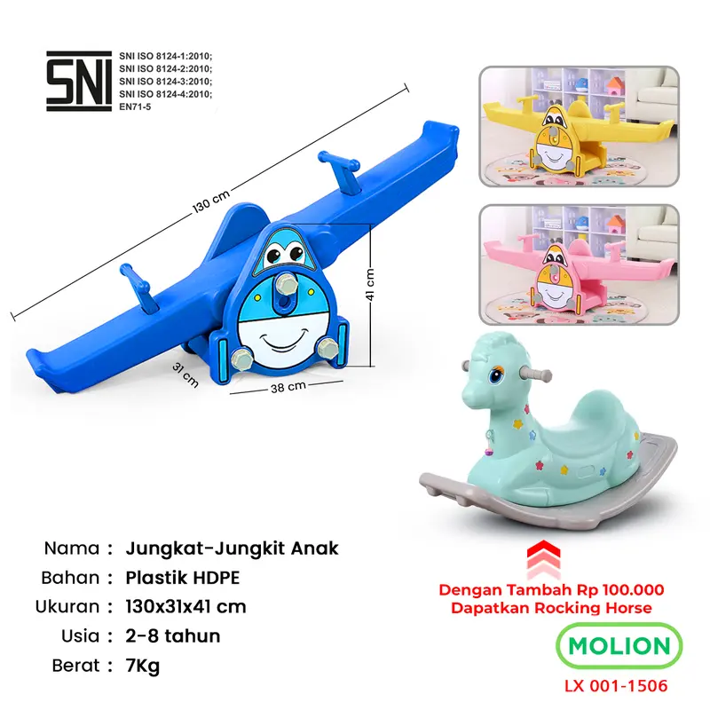 Mainan Jungkat Jungkit Anak Seesaw Prosotan Kuda Kudaan Permainan Plastik Mainan Anak Balance Lucu 001-M1503 1