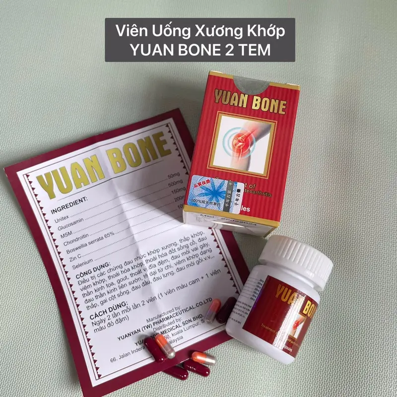 (Combo 5 hộp) Viên uống xương khớp Yuan Bone hộp 40 viên daukhop 5