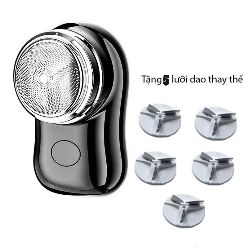 [ Tặng 5 Lưỡi Dao Thay Thế ] Máy cạo râu mini nam bỏ túi sạc pin , thiết kế nhỏ gọn , chất liệu cao cấp chống nước 0