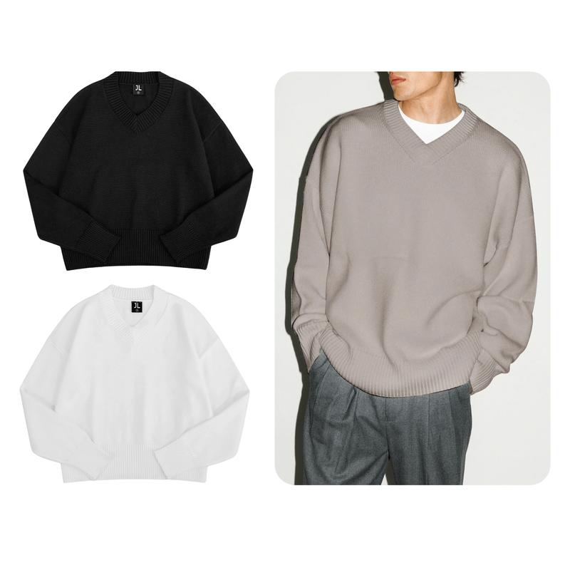 Áo len Lumiere Jack Lane Áo len cổ chữ V thời trang unisex