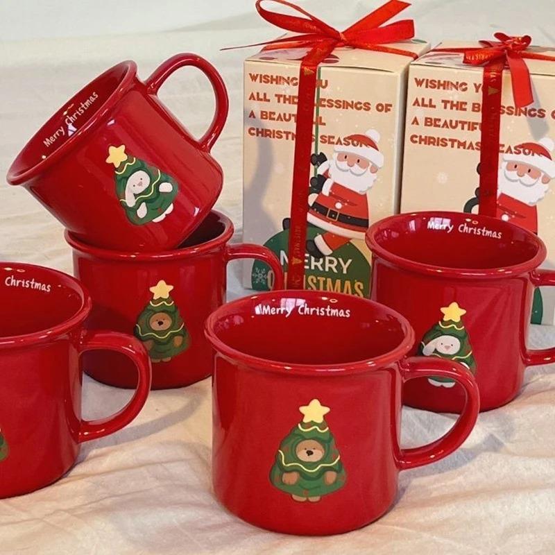 Ceramic Christmas Mug Cartoon Santa Mousse Cup Coffee Cup For Office Home Baking Dessert Breakfast Milk Mug For Kids Xmas Gift 8