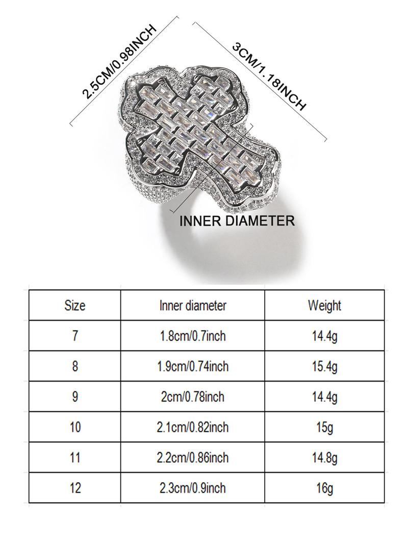 Product Introduction of Men's Rhinestone Decorated Ring, Iced Out Zircon Prong Ring for Men, Hip Hop Jewelry for Party, Daily Decor, Trendy All-match & Exquisite Jewelry for Birthday Gift 5