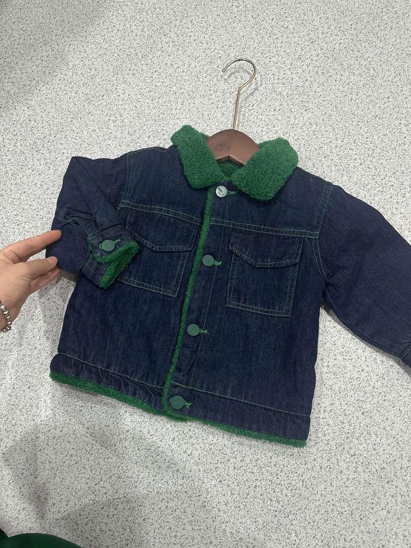 [MẸ THÓC ] Áo bé trai : Áo khoác jean lót lông phối cổ lông xanh hàng QCCC by KID CLOTHING