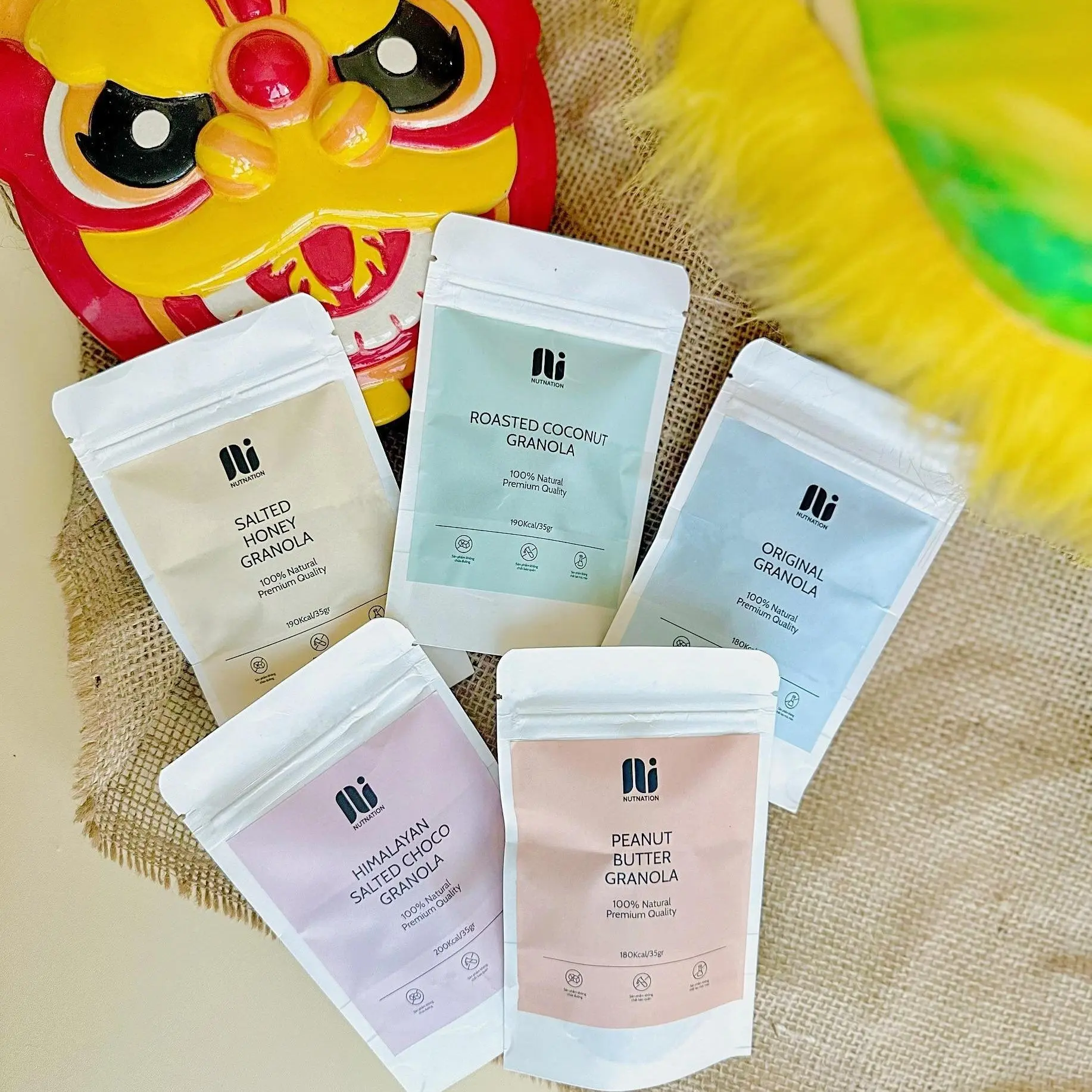 Nutnation Granola - combo 5 hương vị size mini (5x35g) - hạt dinh dưỡng nướng giòn healthy organic food