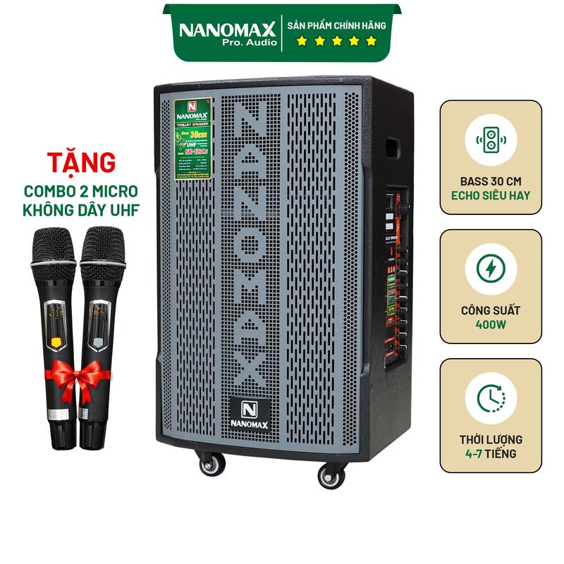  Loa Kéo Nanomax SK-12X5 Bass 30cm 400w Tặng 2 Mic Bản Mới Chống Hú Tốt 