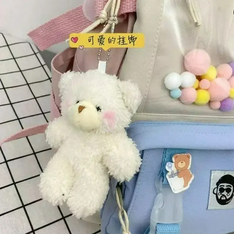 Lovely Blush Bear Keychain Cute Cartoon Rabbite Bunny Animal Plush Dolls Key Chains Women Girls Bag Pendant Car Keyring Gifts bag  charms