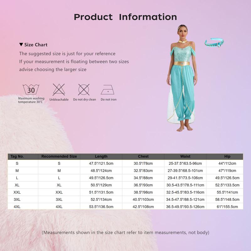 Product Introduction of FEESHOW Womens Halloween Arabian Princess Cosplay Costume Romper with Headband and Choker Outfits 0