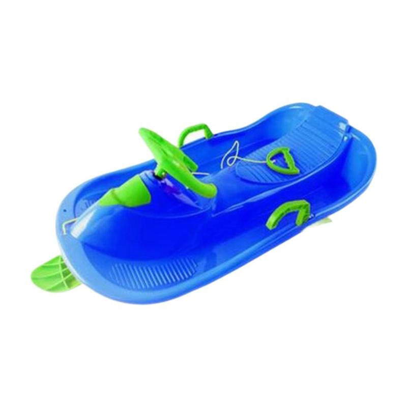 Snow Sled with Steering Wheel and Brake Portable Outdoor Unique for Downhill Versatile Ski Sled for Boys Kids Girls Children 2