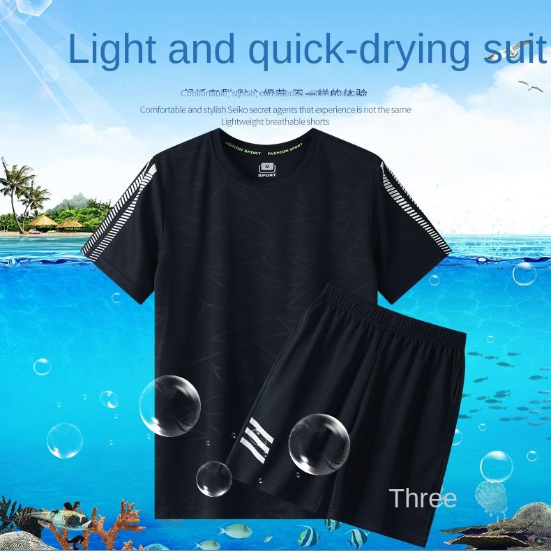 Product Introduction of Friendrich-Sports Suit Men's Summer Thin Quick-Drying Running Suit Short-Sleeved T-shirt Two-Piece Set Casual Men's Clothing Manufacturer 1