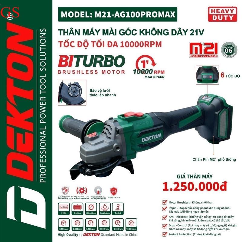 Máy Mài Pin Dekton 6 CẤP SỐ 10.000RPM  M21-AG100PROMAX / Trang Bị Tính Năng MỚI SHOP dụng cụ cầm tay giá sĩ
