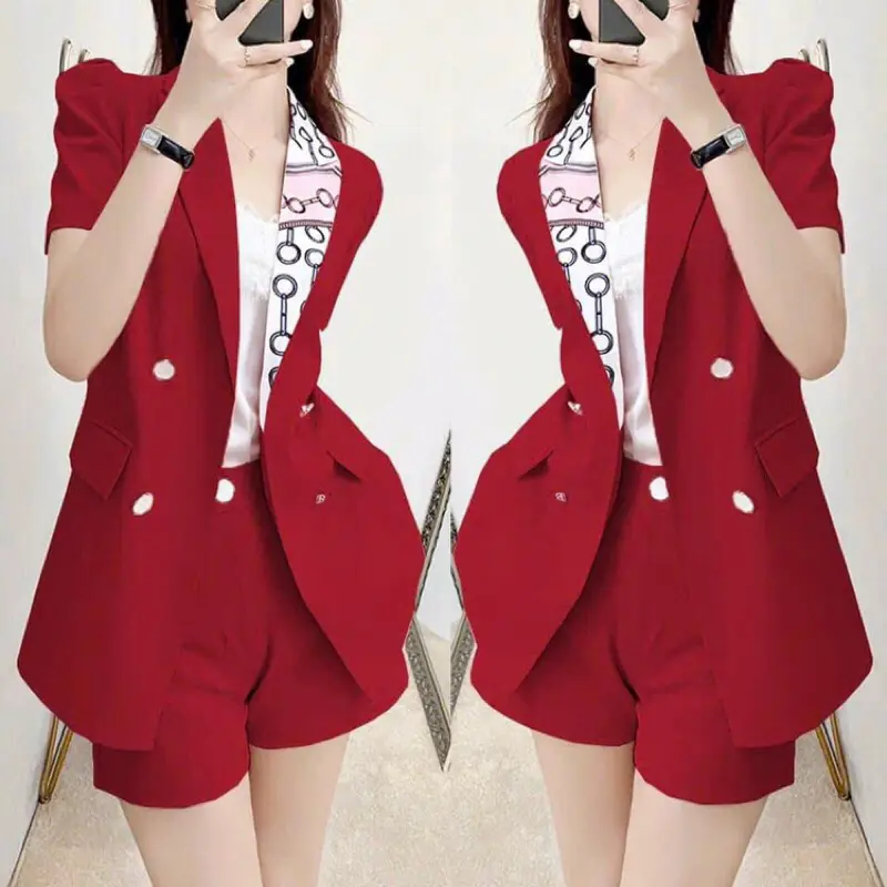 Set bộ vest short phối họa tiết cao cấp 1