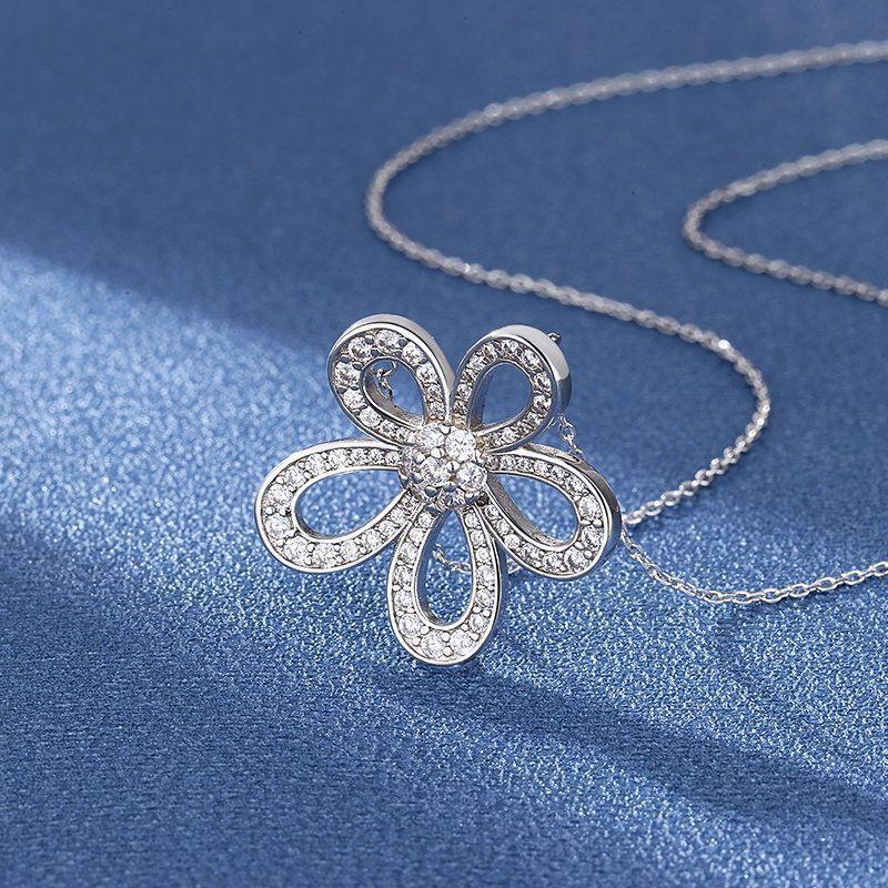 Product Introduction of Diamond SUNFLOWER Necklace 2024 New Ins Simple Delicate Indie Temperament Fairy All-Match Clavicle Chain Female Fashion Jewelry 1
