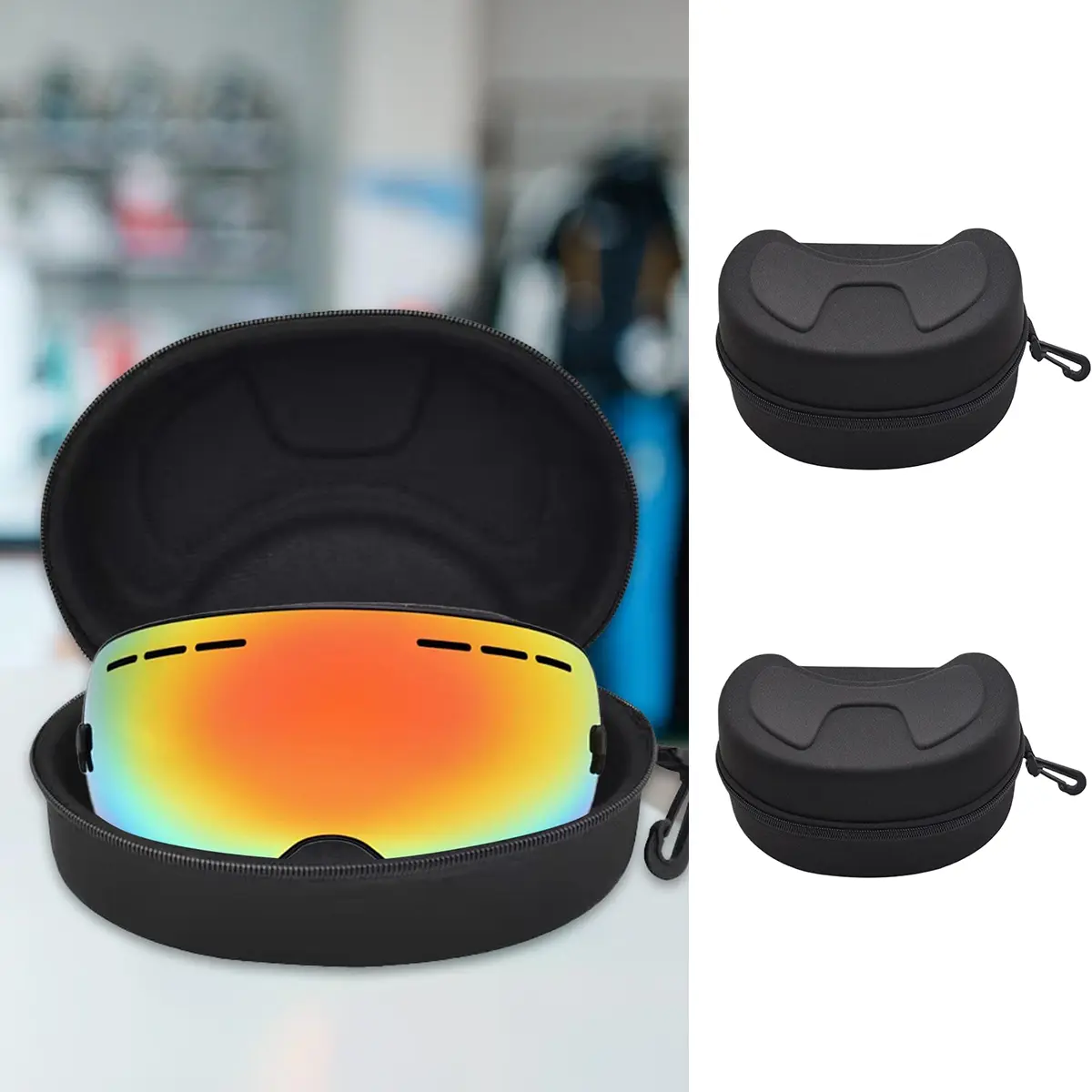 Ski Goggles Case, Hard EVA Box for Ski Goggles, Snow Swimming Goggles, Storage with Water Resistant Shockproof , Safety Zipper Case for, Large