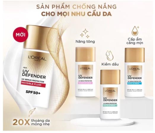LOREAL x Hannah - Kem chống nắng mịn nhẹ bảo vệ da L’Oreal Paris UV Defender Serum 50ml SPF 50++