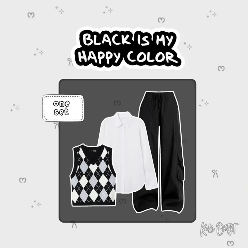 OOTD One Set Perempuan (Vest Rajut  + Kemeja + Celana Cargo) Outfit Korean Style - KK123 Atasan Baju Bawahan Lembut Nyaman Panjang Setelan Wanita Linen Jumpsuit Formal Hitam Basic Kantor Kerja 1