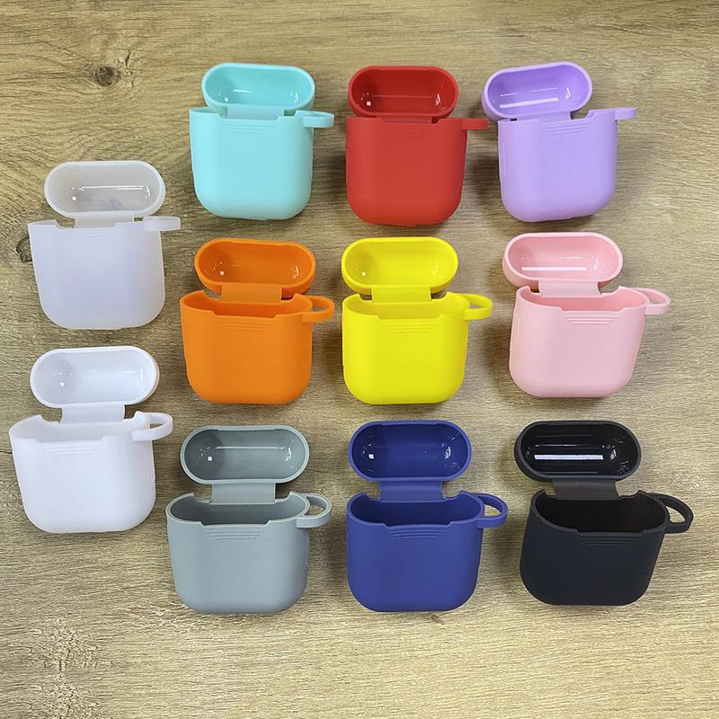 Vỏ AirPods, Tương thích với AirPods 3, Vỏ tai nghe Apple màu cầu vồng, Vỏ silicon màu Trơn có Móc, Phát hành năm 2025 0