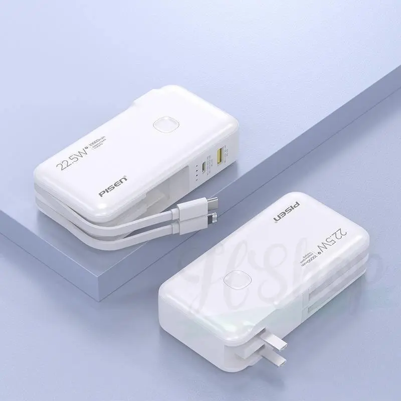Sạc dự phòng kiêm Cốc sạc  PISEN QUICK High Power Box 10000mAh OWN 22.5W / 18W kèm chân cắm,2 cáp C/L-Hàng chính hãng 4