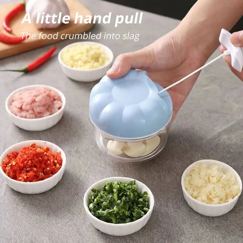 Máy nghiền tỏi thủ công, 1pc, Xanh Biển/ màu hồng, kéo tay, nhà bếp, Loại gia dụng, máy xay tỏi om, tỏi băm, Đồ dùng nhà bếp 1