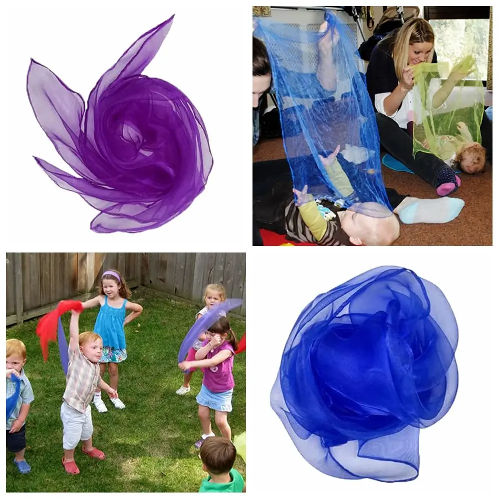 Solid Color for Handbag Rhythm Band Scarves Music Scarves for Kids Square Silk Scarf Dance Scarfs