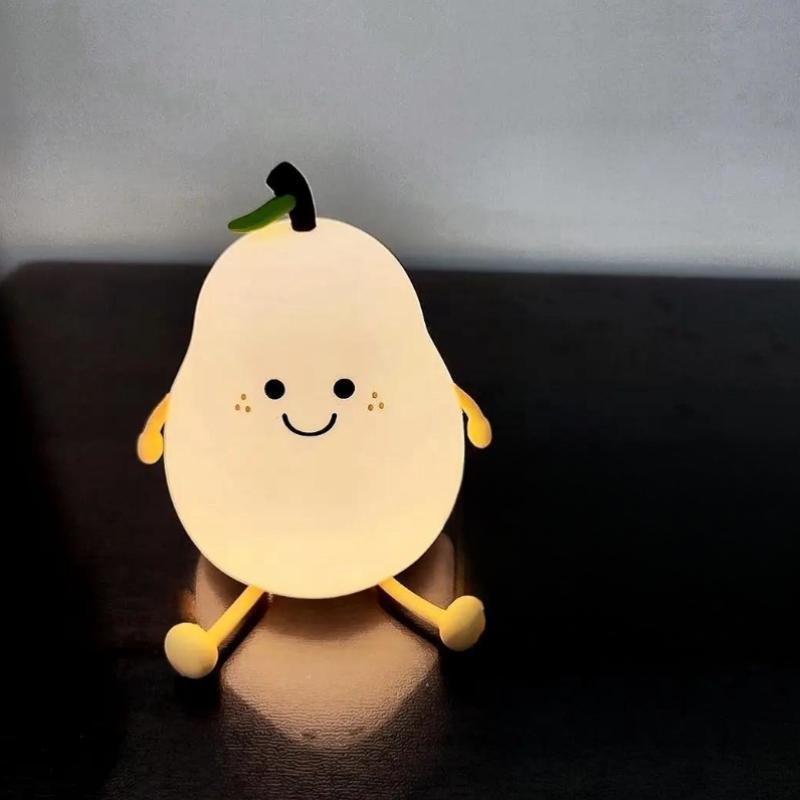 Cartoon Pear Shaped Night Light for Birthday Gifts, USB Rechargeable Color Changing Night Light, Ambient LED Lights for Bedroom Nursery Bedside Home Living Room Decor, Cute Bedroom Decor 4
