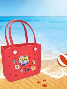 Women's Cute Cartoon Pattern Tote Bag, Waterproof Beach Bag, Portable Large Capacity Shoulder Bag for Outdoor Swimming, Casual Trendy Versatile High-quality Daily Commuting Bag