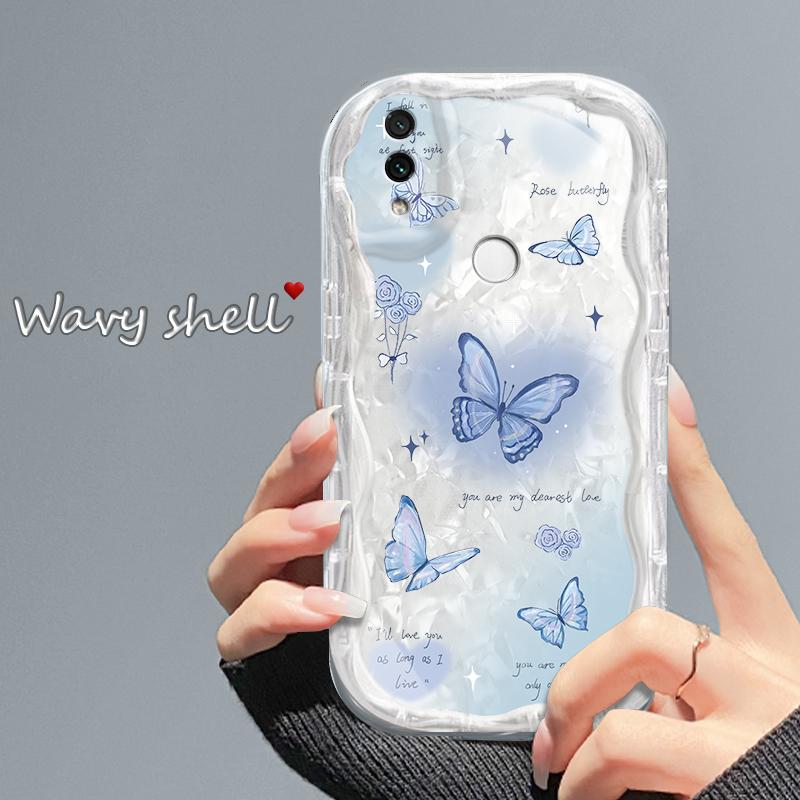 Casing hp RedmiNote7/Note7PRO/Note7S  Kupu-kupu lucu transparan gelombang soft shell wanita mewah ringan kelas atas all-inclusive anti-fall case 3