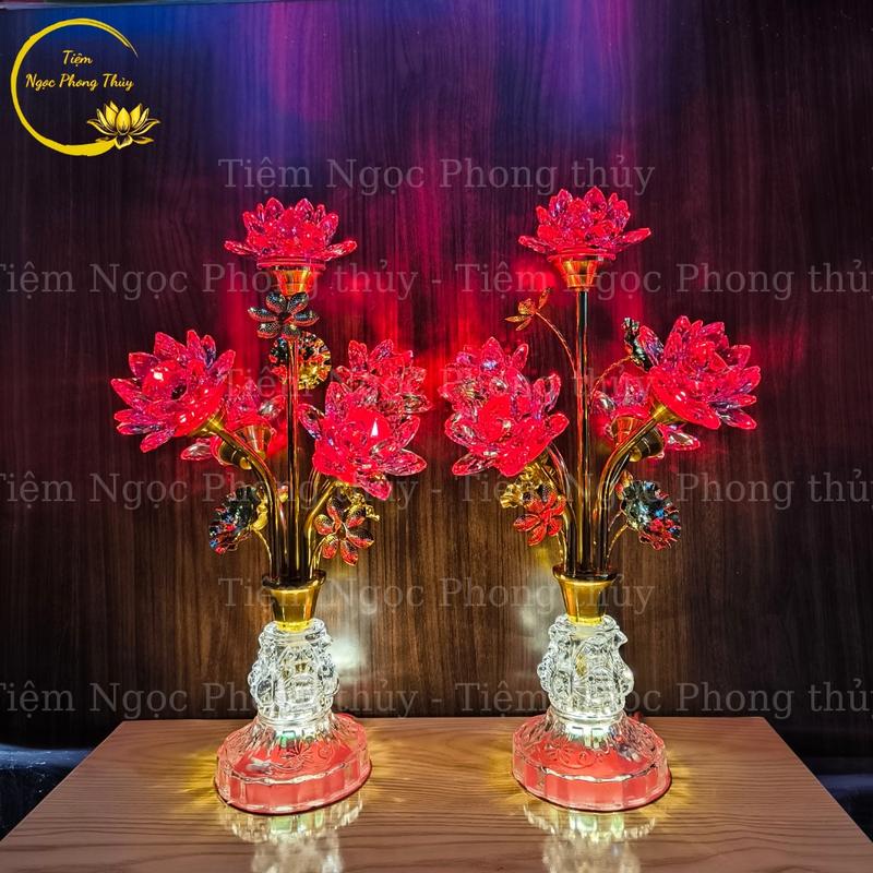 Đèn thờ 5 bông pha lê 3 chế độ sáng Trang Trí Nhà Decor Phòng Decor Phòng Khách 3