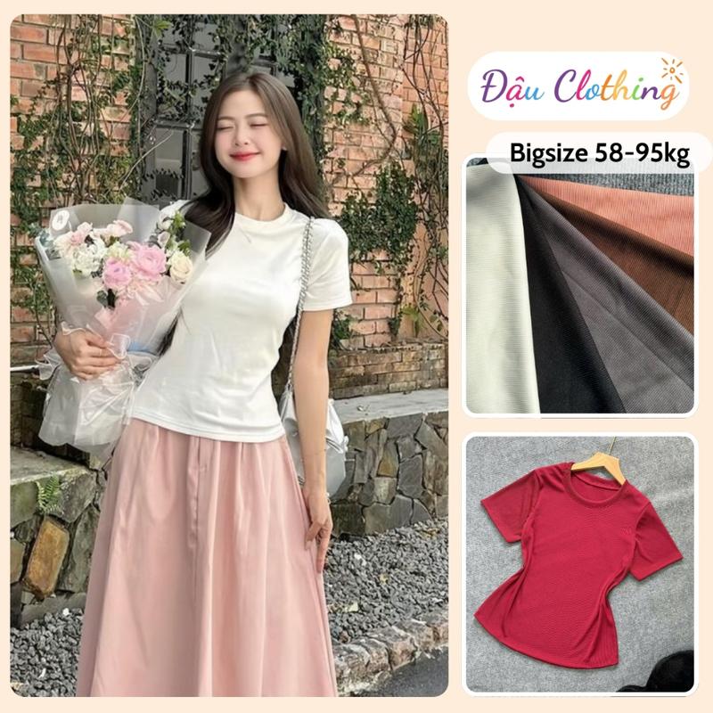  Áo Thun Bigsize Nữ Dáng Áo Baby tee Cổ Tròn Basic Tay Ngắn Vải Co Giãn Cho Chubby 60-95kg G244 
