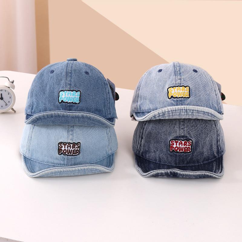 Mũ Bóng Chày Denim Cổ Điển Cho Em Bé Mũ Chống Nắng Thêu Chữ Cho Trẻ Mới Biết Đi Mùa Hè Vành Mềm Có Thể Điều Chỉnh Cho Trẻ Em Bé Trai Bé Gái Mũ Mũ Lưỡi Trai