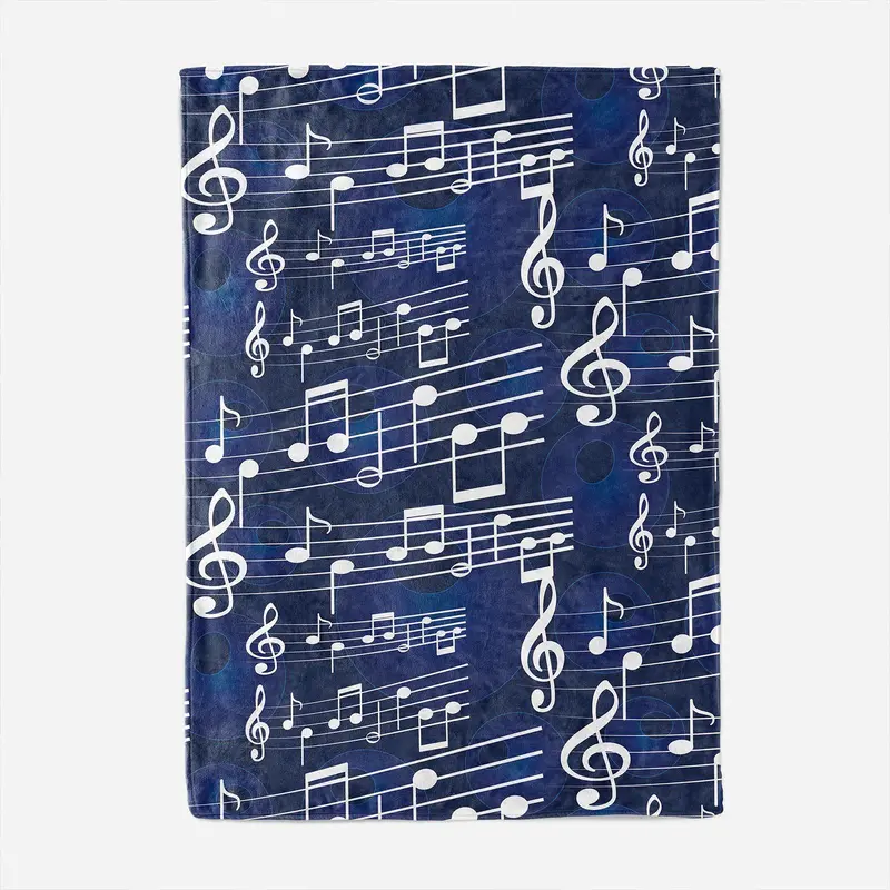 Music Note Print Flannel Blanket, Soft Comfortable Throw Blanket, Cool Bedroom Bedding Blankets, Warm Napping Blanket for Home Office Travel 8