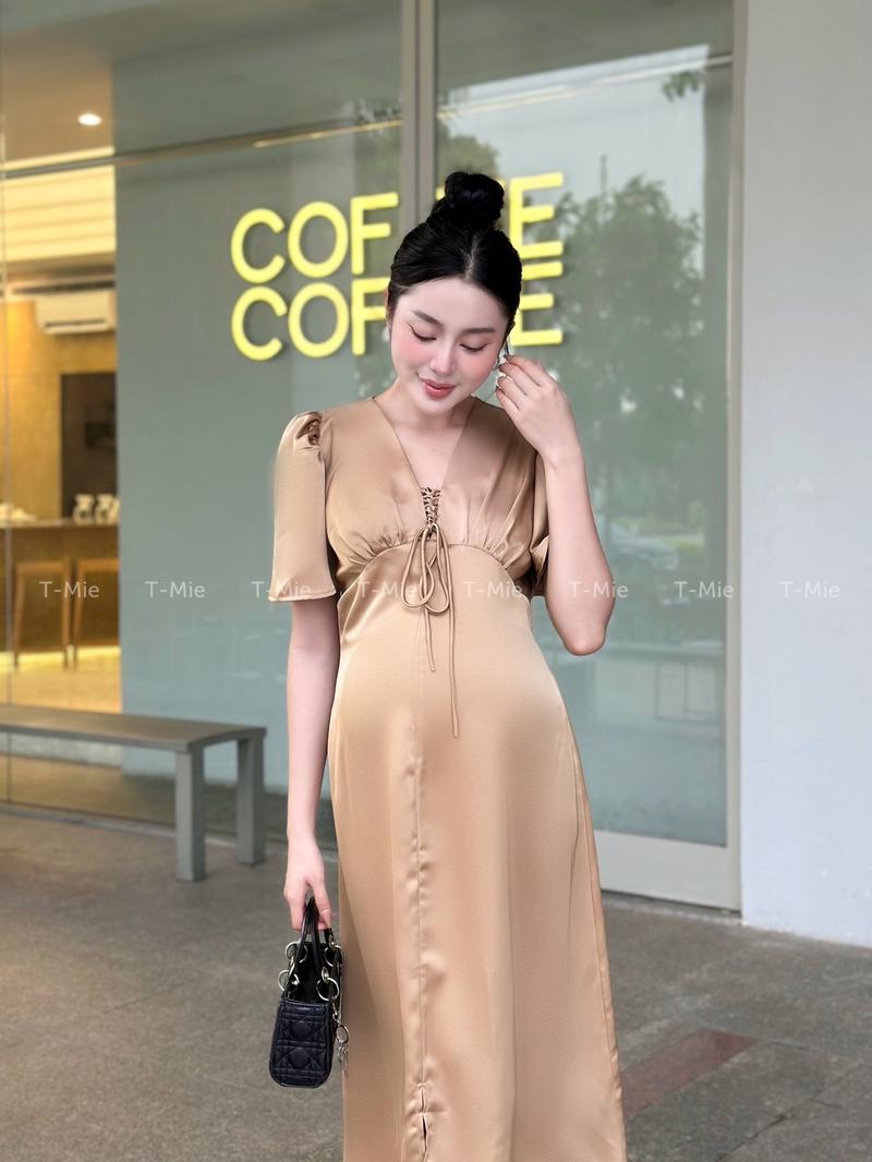 Product Introduction of T-Mie | Đầm Bầu Lụa Tô Châu Dáng Dài Sang Trọng Đi Tiệc, MD5094 Nữ Nhung phi 14