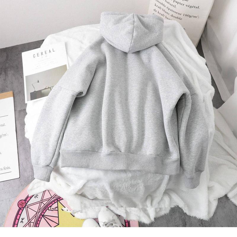 Product Introduction of Large Size Slimming Autumn and Winter Hoodie Coat Women's Ins Zipper Cardigan Fleece-Lined Thick Loose Sweater Women's Fashion 8
