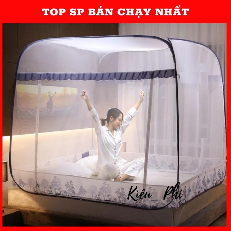 Màn chụp đỉnh vuông tự bung cao cấp gấp gọn - Mùng ngủ chống muỗi người lớn gấp gọn Kiều Phi