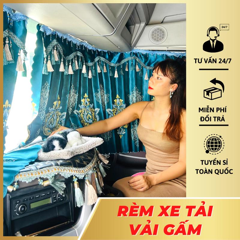 Rèm vải GẤM xe tải to ĐÃ CÓ đường ray chạy
