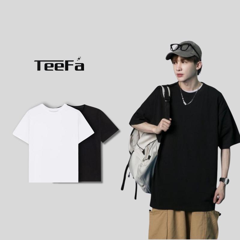 Áo thun unisex nam nữ Basic Teefa form rộng áo phông tay lỡ form rộng chất cotton mát mịn thấm hút mồ hôi cực tốt hot 2023 Menswear Cổ Tròn Trắng