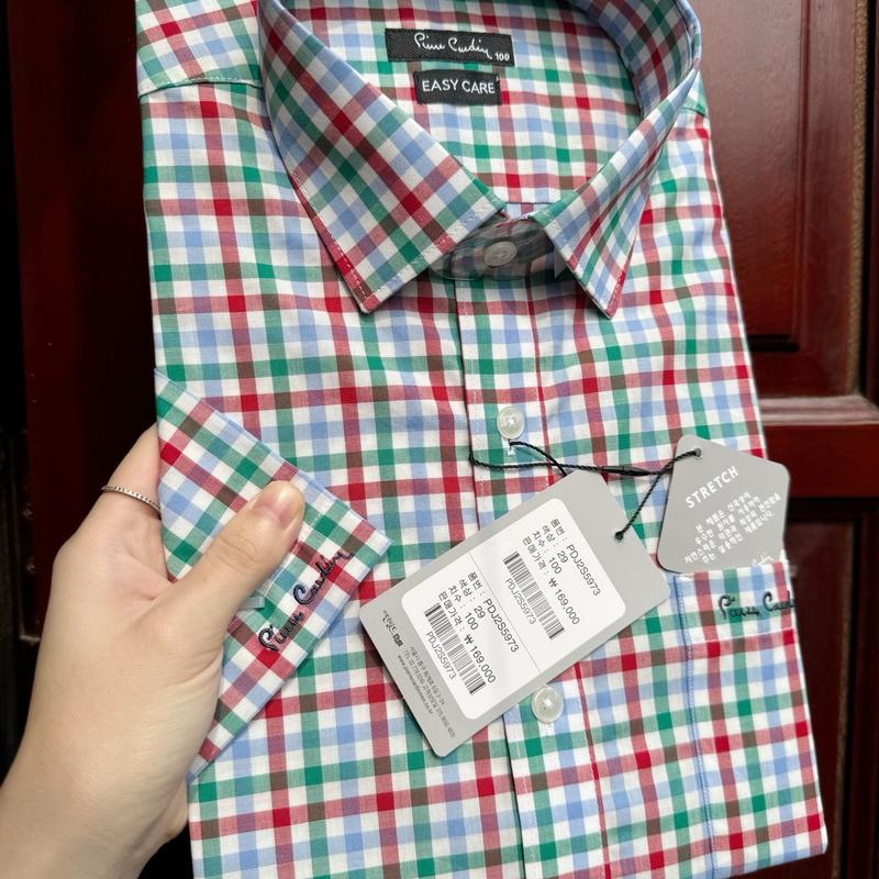 Sơ mi ngắn tay PIERRECARRDIN HÀN - dáng slimfit vừa người - vạt bầu sơ vin - 3 màu trẻ trung, năng động - chất cotton mềm mát ít nhăn 1