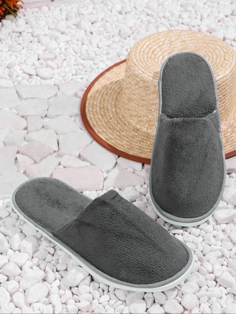 Product Introduction of Women's Solid Color Thick Plush Slippers, Casual Soft Comfortable Home Slippers, Hotel Slippers, Non-Disposable, Machine Washable & Dry Cleanable, Non-slip Slippers for All Seasons 12
