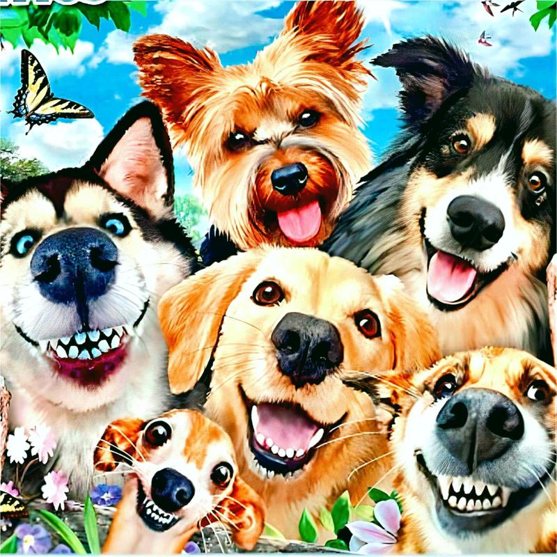 Dog Pattern Diamonds Art Colorful Painting Kit without Frame, 1 Set DIY Animals Diamonds Art Crafts with Painting Tool, Creative Wall Art Ornaments for Home Office Bedroom Decor 4