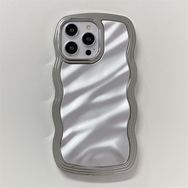 Electroplating wavy edge is suitable for iphone15promax/15pro/15/14/14 promax/14pro/13promax/13/13pro/12/12promax/12pro/11 two-in-one women's mobile phone case 6