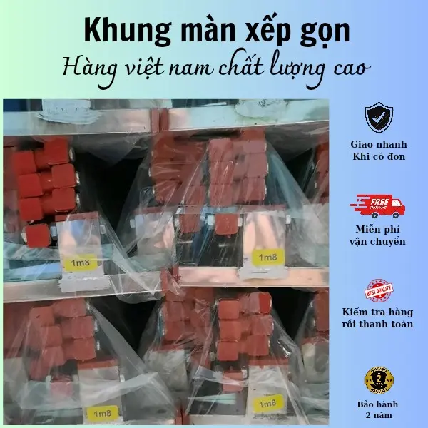 Mã BHK4. ( 1m8x2m chỉ khung ).khung xếp gọn inox tiến đạt loại 1. dầy dặn,sáng bóng. khung chắc khỏe mùng màn  khung mung  chong muoi