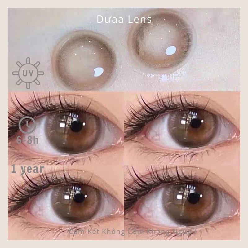 DƯAA LENS - Kính Áp Tròng Nâu Milk Bubble Brown Tự Nhiên Ko Giãn kinhap trong không giãn